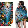 Toalla de Playa Grande de Secado Rápido con Estampado de Pájaros Florales, Poliéster Suave y Grueso para Yoga, Natación, Running