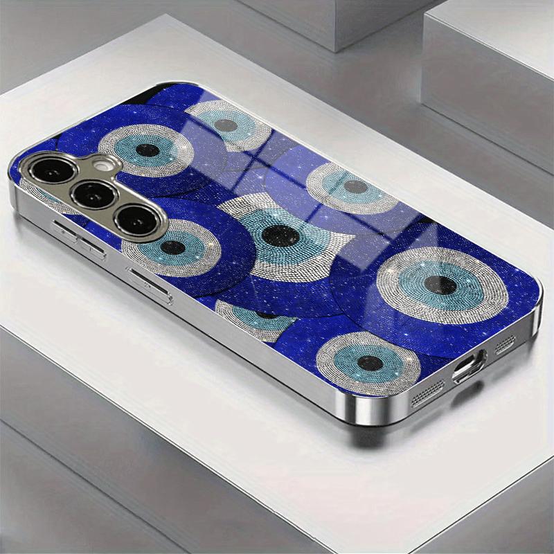 

Blue eye laminated pattern glass phone case suitable for Samsung Galaxy S26 S25 S24 S22 S21 S20 FE/Ultra/Plus5G anti drop Galaxy S22 plus 5G