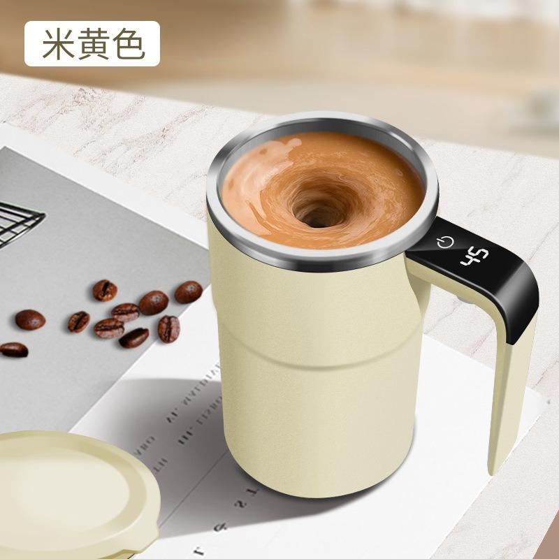 1Pc Fully Automatic Mixing Cup, Rechargeable Soy Milk Powder Shaking Water Cup, Intelligent Temperature Display Electric Magnetic Coffee Cup