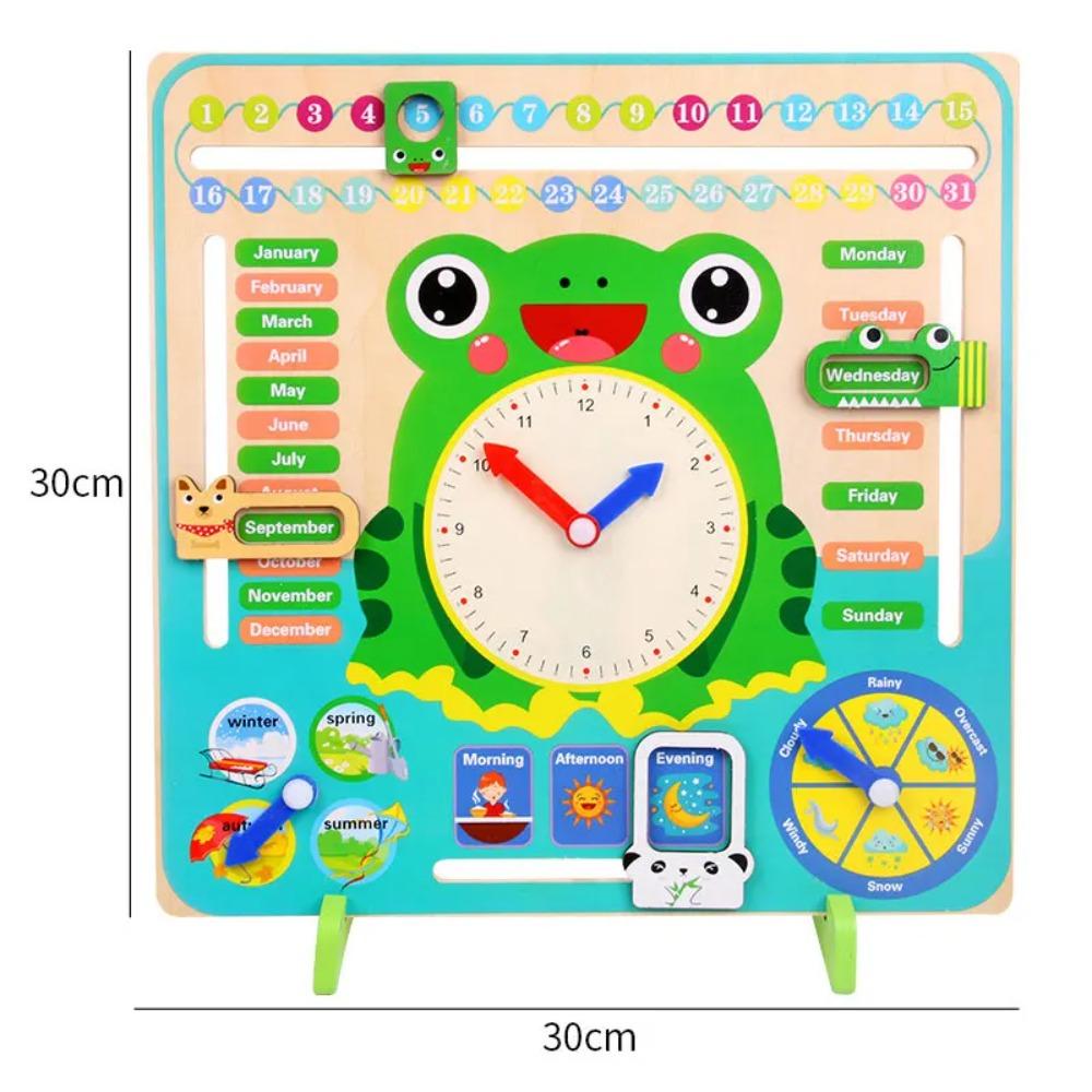 Bambini Dinosauro Calendario in Legno Orologio Giocattoli Educativi Montessori Apprendimento Educativo Ora Meteo Settimana Cognitivo Parish Giocattoli