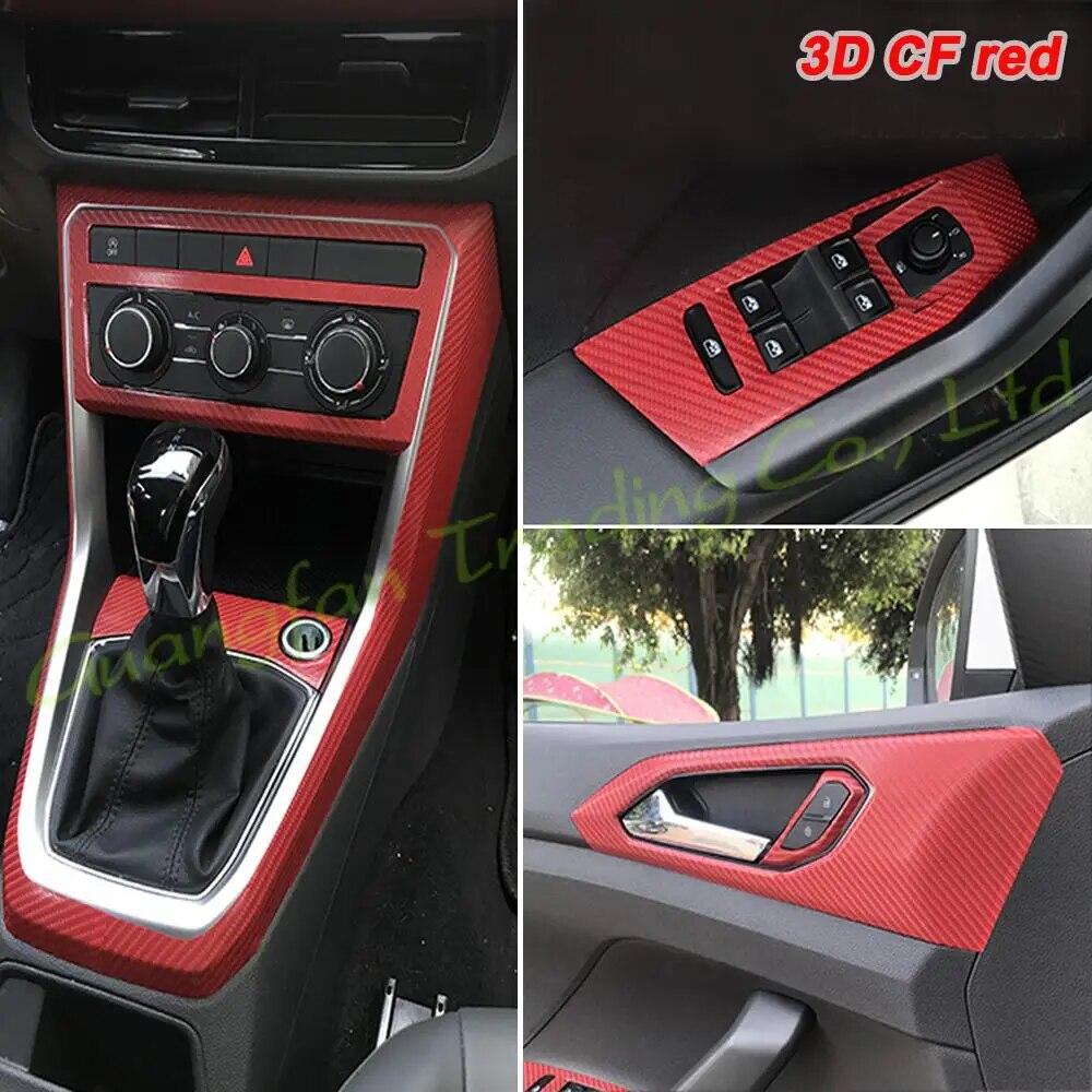 For Volkswagen T-cross - Interior Central Control Panel Door Handle Carbon Fiber Stickers Decals Car Styling Accessorie