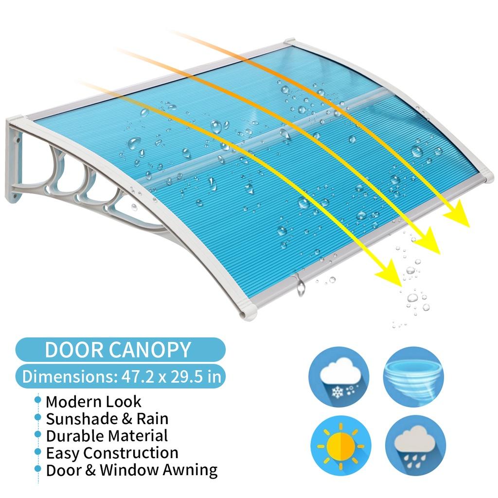 120x75cm Durable Door Canopy Awning Door & Window Awning for Outdoor Entrance Patio Sunshade