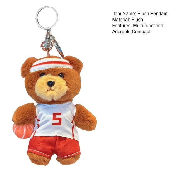Sports Bear Keychain Plush Pendant for Bag Backpack Cute Plushie Charm Gift for Friends Grab Machine Hang Daily Accessories