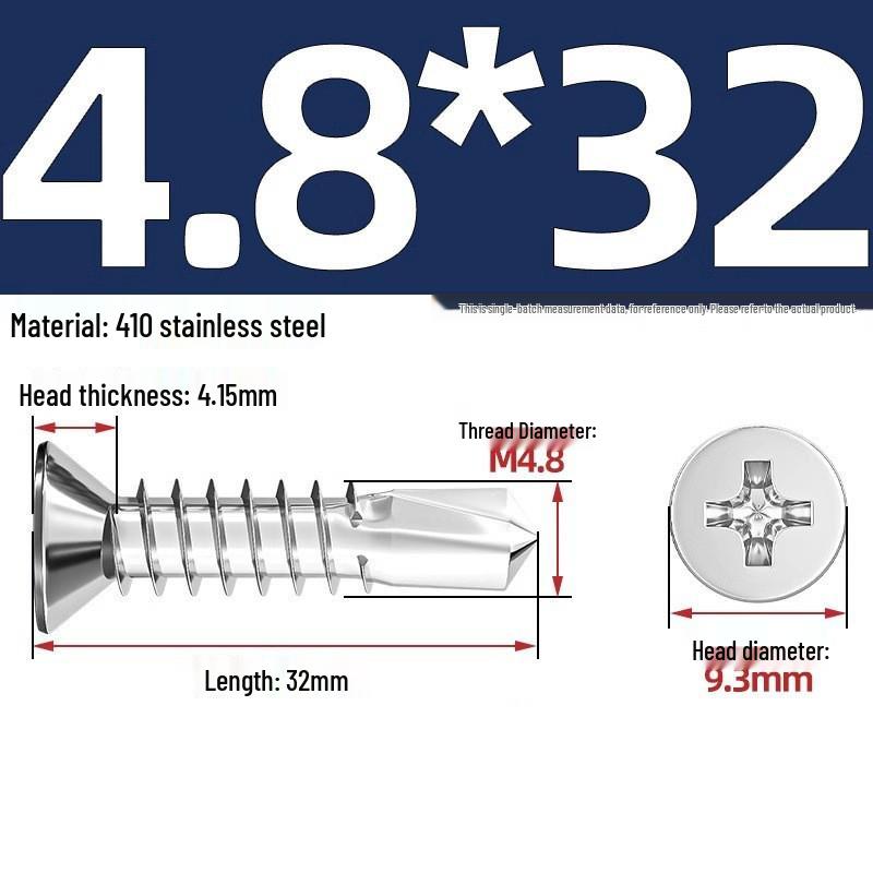 410 Stainless Steel Self-Drilling Flat Head Cross Countersunk Swallowtail Screws
