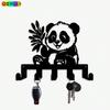 Minimalist Panda Key Holder with 5 Hooks, Metal Wall Art for Home Decor, Durable Iron Craft Gift