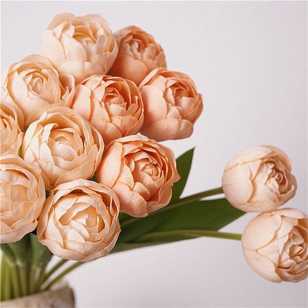 Multicolor Tulip Artificial Flower Silk Petals Green Leaf Simulation Tulip Flower Photo Props Fake Flower Floral Arrangement