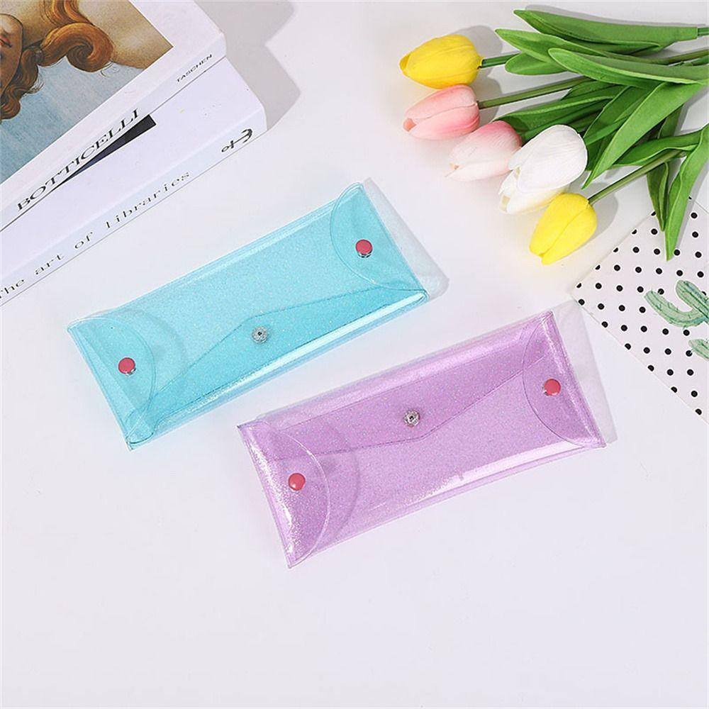Transparent Pencil Case Glitter Stationary Organizer PVC Pencil Bags Cosmetic Bag