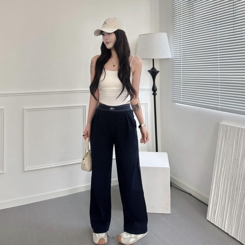Pantaloni da Donna a Vita Alta Gamba Dritta Traspiranti Larghi Casual Yoga Pantaloni Sportivi Asciugatura Rapida Lunghi
