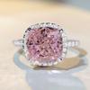 Pink Diamond Zircon Ring: S925 Sterling Silver, 5 Carat, Full Pave, European American Style