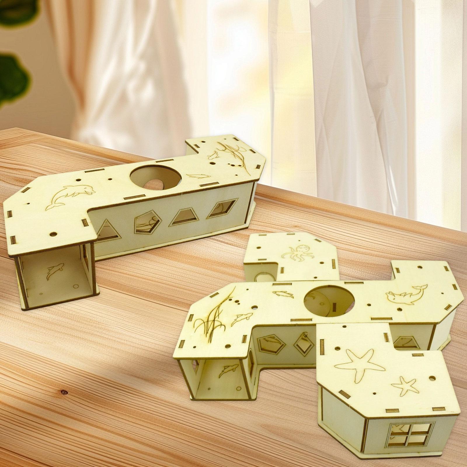 

Hamster Tunnel Toy Hideout Hamster Hut Hamster Exploring Toy Interactive Toy Pet Toy Wooden Hamster Tube for Small Animals 22cmx12cmx5cm