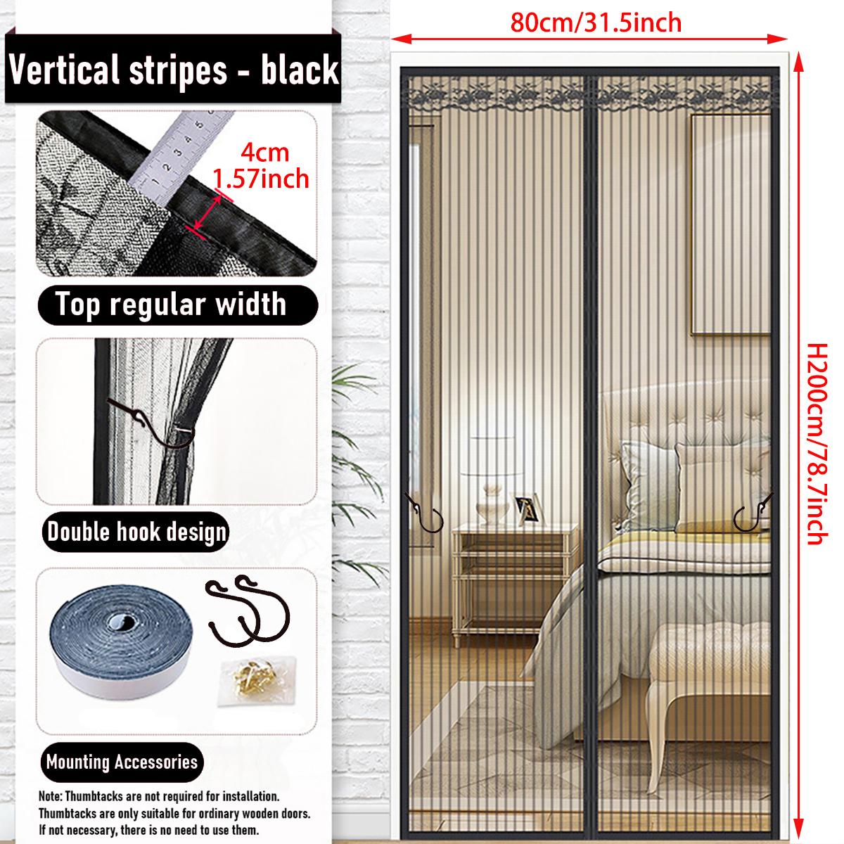 

Дверная завеса с магнитным экраном, Самоуплотняющаяся дверная сетка, Прочная дверная сетка. Магнитное закрытие. Защита от насекомых, Выдвижная сетчатая сетка-черный. BLACK W 80cm x H 200cm чёрный