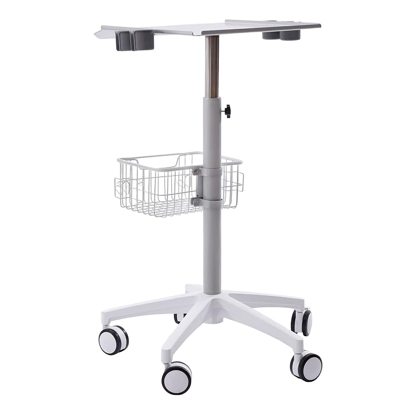 Aluminium Salon Instrument Tray, Height Adjustable Trolley Cart Tray Station on Wheels for Salon Tattoo Spa Beauty Service Holder Tool Storage