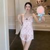 Ice silk women's pajamas set spring and summer thin suspender shorts ice silk loungewear pajamas Internet celebrity polka dot live broadcast