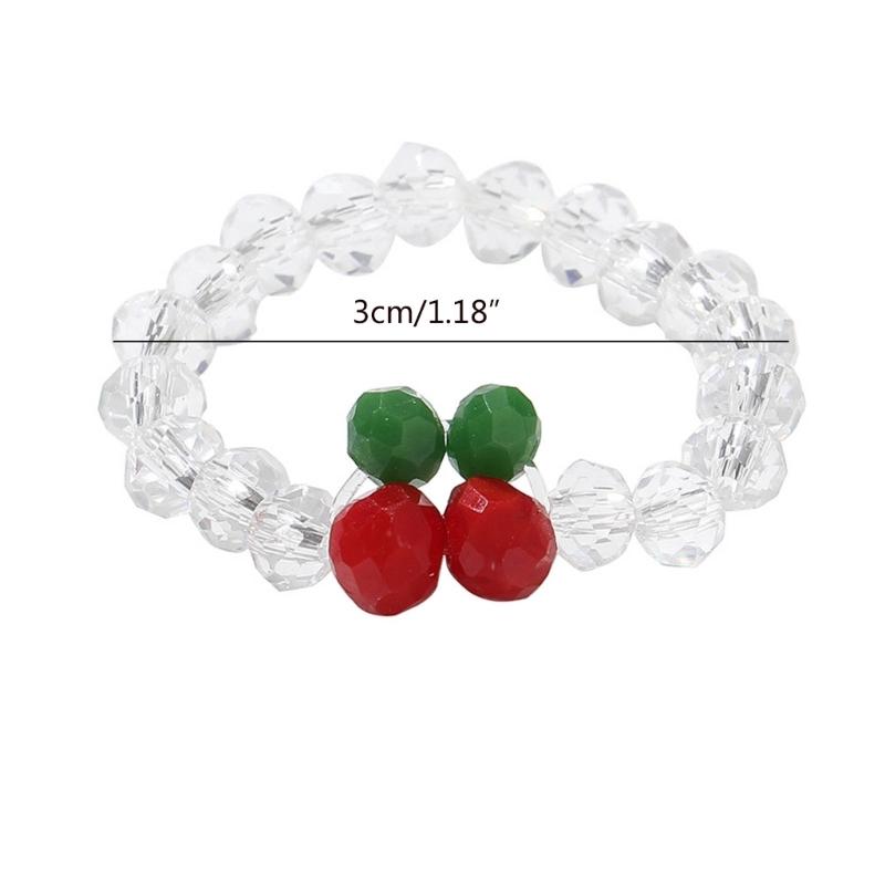 Red Cherry Rings Adjustable Size Beads String Rings Lightweight Elastic Rope Finger Rings Daily Wear Cherry Beaded Rings