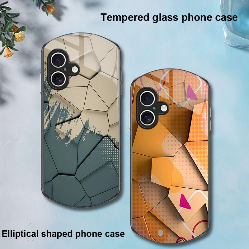 Geometryczny Wzór Dla Apple IPhone 16 11 13 15 14 Pro Max 12 Mini 7 8 Plus XR X XS Etui na Telefon z Hartowanego Szkła o Eliptycznym Kształcie