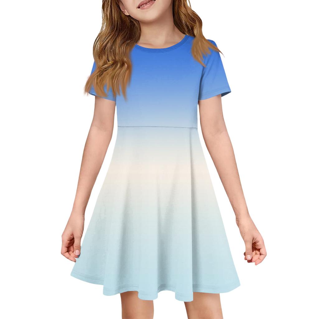 Mädchen Sommerkleid Farbe & Muster Kurzarmkleid Mit Tasche Freizeitkleid Kurze Ärmel Partykleid Ostertag