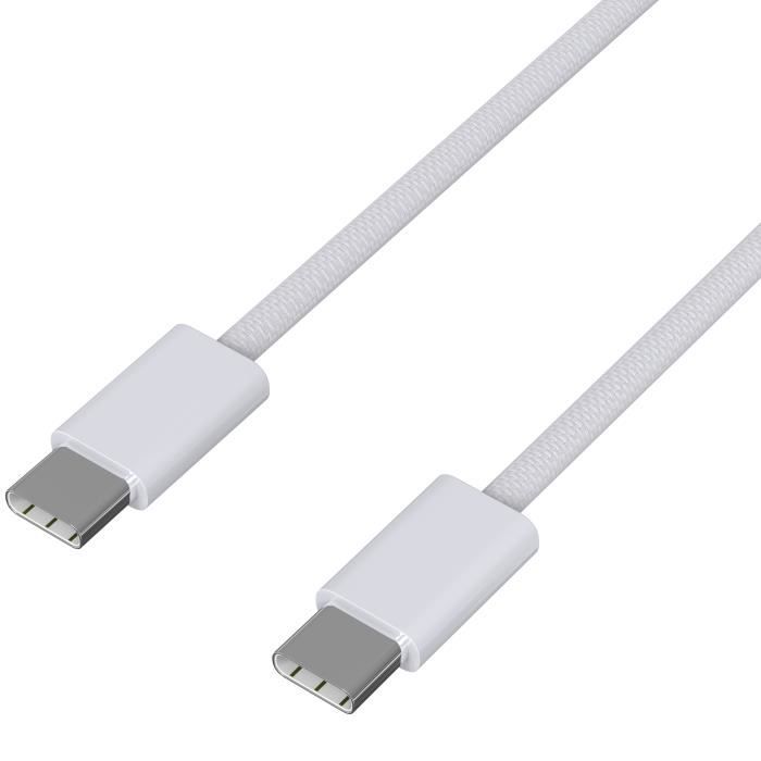 Cable USB-C USB-C pour iPhone 15 - 15 PLUS - 15 PRO - 15 PRO MAX - Câble nylon tressé 2 mètres Phonillico®