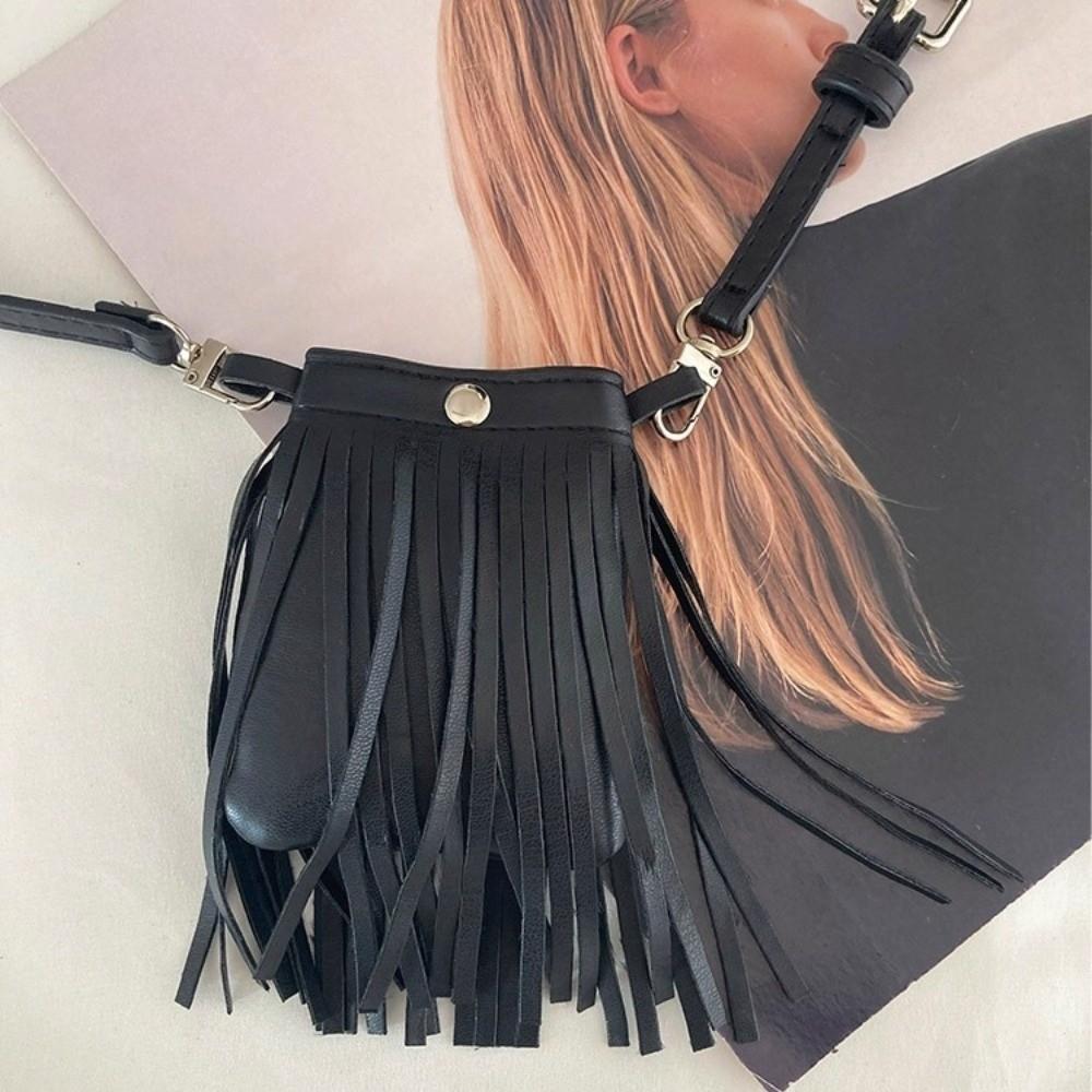 PU Leather Tassel Belt Vintage Pocket Belts Fashion Waistband with Bag  Streetwear