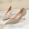 Fashion Sequins Kitten Heels Fashion Woman Pumps Pointed Toe Heeled Shoes Stiletto Heels 2024 New Heeled Shoes Sliver Gold Wedding Shoes