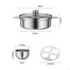 Steaming and Stewing Pot 24 Cm Stainless Steel Multiple Compartments for Cooktop