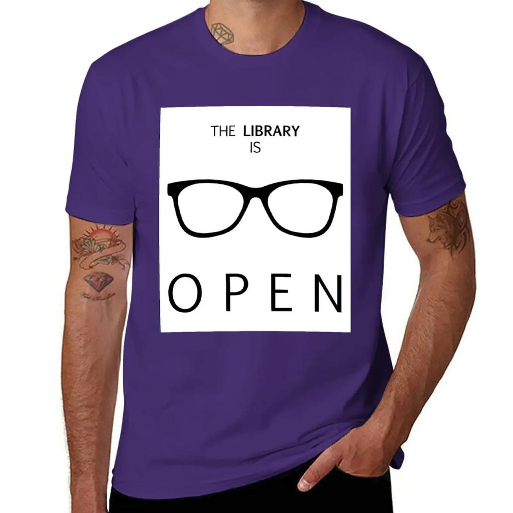 The Library is Open T-Shirt graphics tops sublime plain white t shirts men