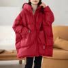 Womens Mid-Length Down Jacket Winter Warm Loose Fit Hooded Coat With Pockets White Duck 50% Fill Power