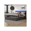 Lit Plat 160*200 Cm, Lit Capitonné Tête De Lit Prises USB Et C, Rangement Supplémentaire, Gris