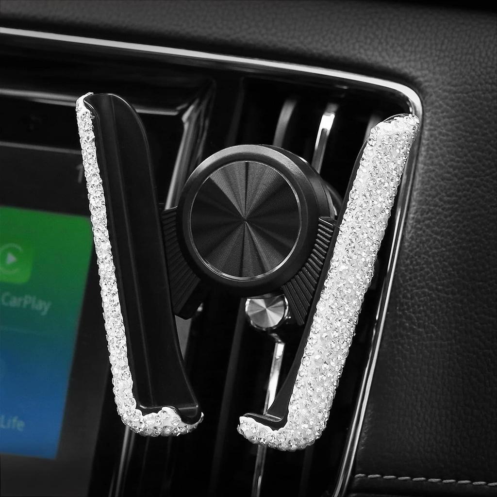Rhinestone Car Phone Holder: Diamond Air Vent Stand with Full Sparkle