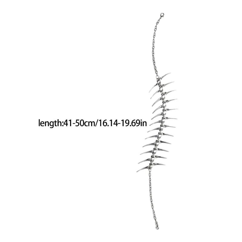 Edgy Thorn Fishbone Chain Necklace For Bold Fashion Statements Silver Alloy Jewelry Perfect Gift For Couples Trendy