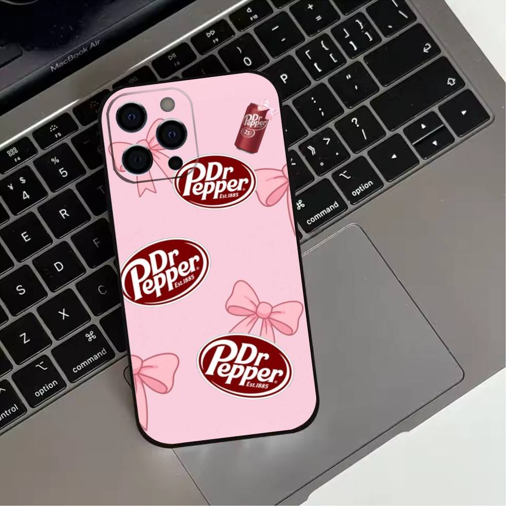 

Cherry Drink Dr Pepper suger Phone Case For iPhone17,16,15,14,13,12,11 Plus,Pro Max Soft Black Cover iPhone16e