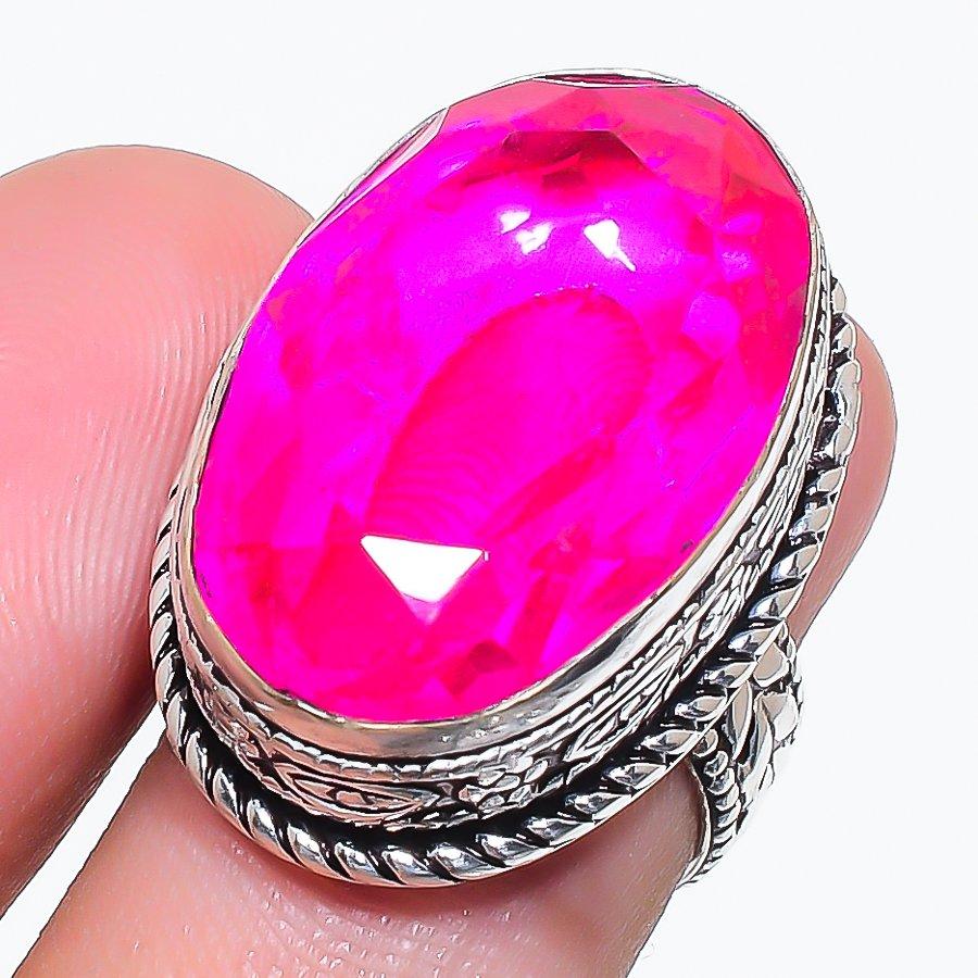 Natural Pink Rubillite Gemstone 925 Sterling Silver Jewelry Ring Size 5 AR-16648