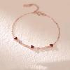 Double Side Enamel Heart Chain Chic Bracelet Bangle Gift Stainless Steel Fashion Charm Korean Golden Jewelry Women