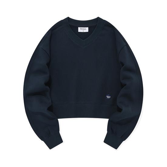 Women s V-Neck Crop Sweatshirt, Navy WS