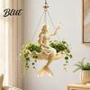 White Resin Flower Pot for Outdoor Garden Ballet Dancer & Mermaid Hanging Planter  Shell-Shaped with Metal Chains  Whimsical Planter Home Decor Small