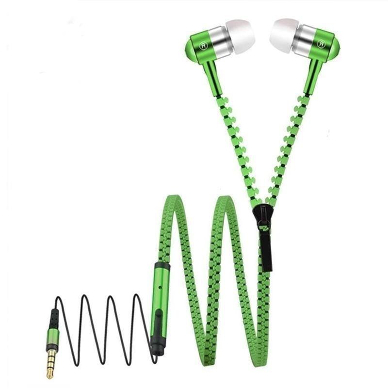 3.5mm In-Ear Zip Zipper STEREO Hands Free Headphones Headset +Mic Earphones Cool