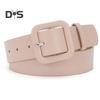 Women Belt Multi Holes Adjustable Length Square Buckle Faux Leather Waistband Jeans Dress Coats Candy Color Belt