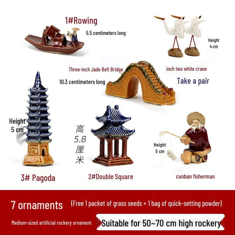 Rocalla de Piedra de Montaña Cerámica para Estanques de Peces, Decoraciones de Bonsái - Adornos de Paisaje para Patio.