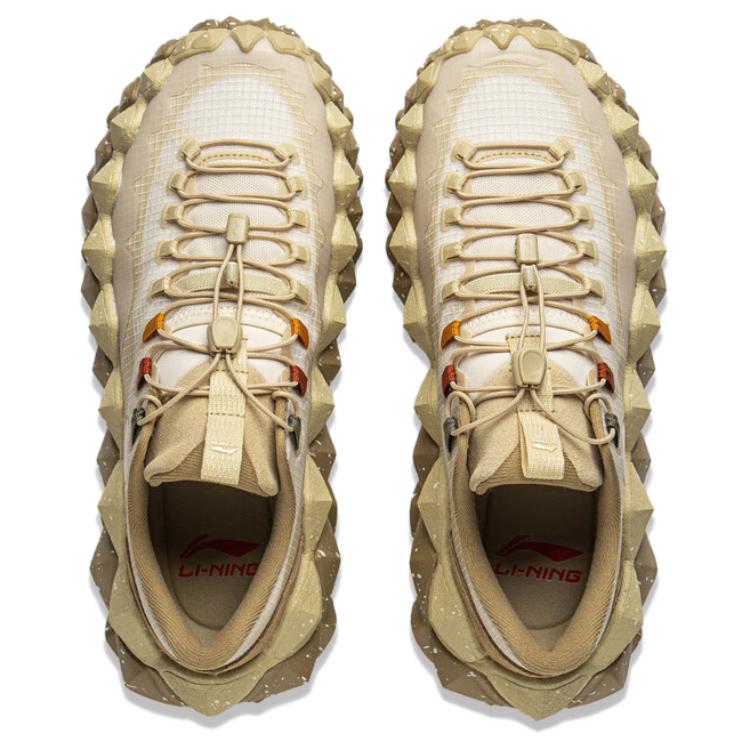Li Ning Comfortable Versatile Shock Absorbing Non-Slip Wear-Resistant Low-Top Casual Shoes Unisex Casual Shoes Beige Brown AZGV113-2
