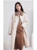 Women's Mid-Length Beige Wool Coat - Elegant French Casual Loose Fit, Petite Plus-Size, Thickened Winter Outerwear 2025.