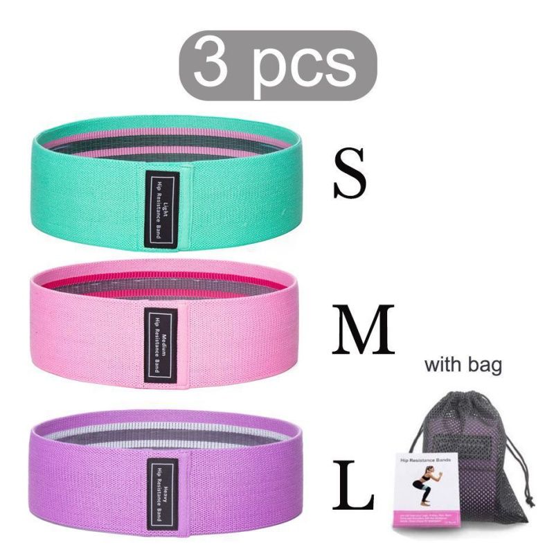 

Knitting Elastic Hip Training Fitness Yoga Female Squat Hip Handy Gadget Resistance Ring For Home Hip Strength Training Rope Green pink purple [set of three] with storage bag