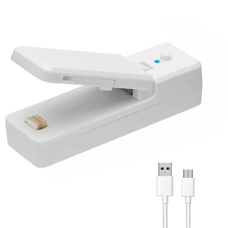 2 in 1 Mini Bag Sealer USB Rechargtable Clip Mini Sealing Machine Sticker Seal for Plastic Snack Bag Outdoor Picnic Camping Tool