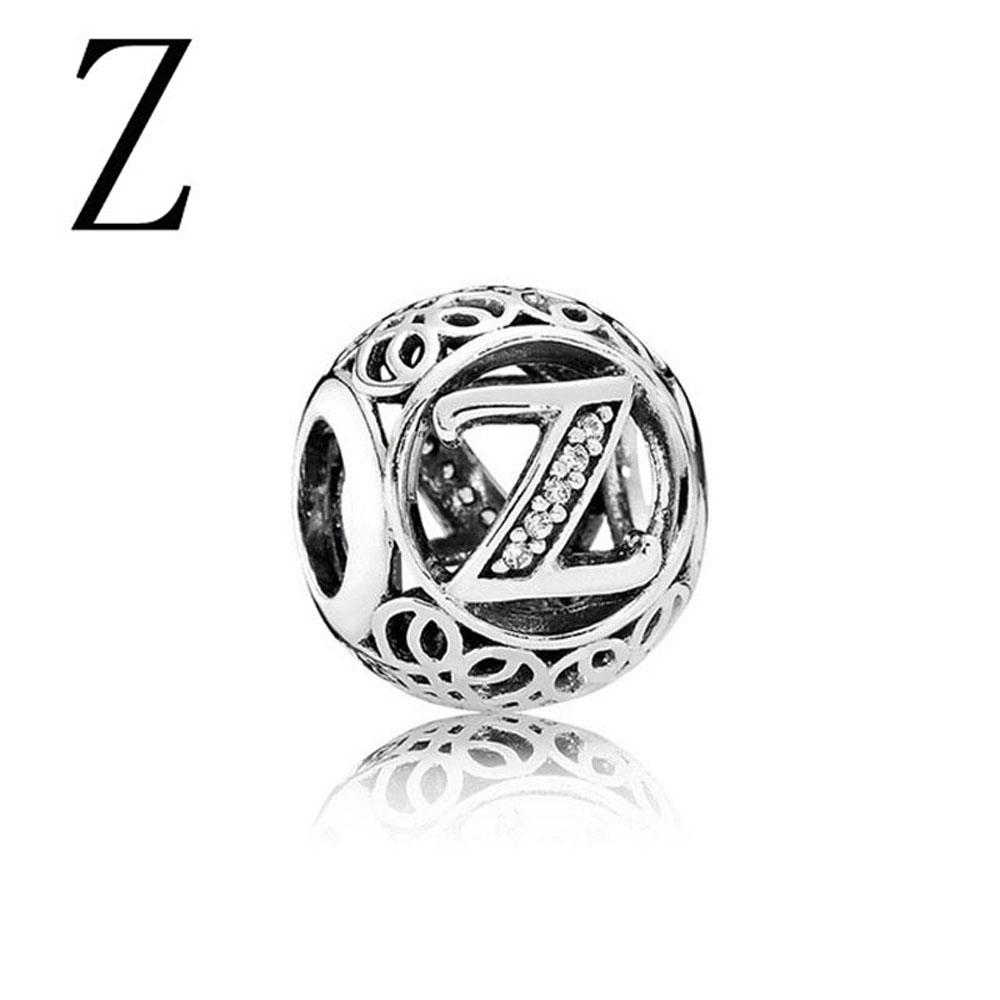 European Plated Copper Fine Round 26 Letter A D H Beads Charm Fit Diy Bracelet For Women Jewelry