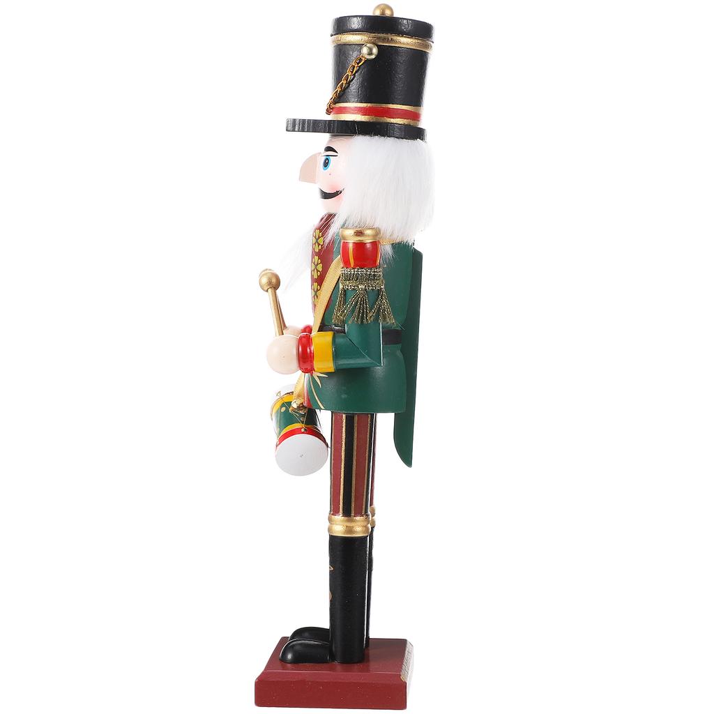 Nutcracker Soldier Puppet Ornament Wooden Walnut Soldier Crafts Color Painted Fine Workmanship Decorative Desktop Figure