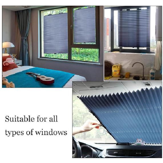 28''x65''Pleated Shade Window Blind Sun UV Half Blackout Blind Roller Car window