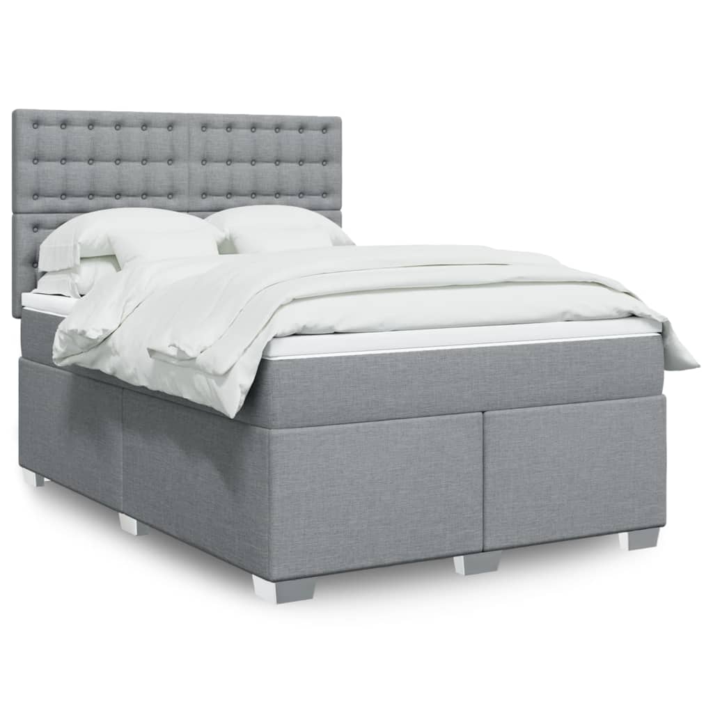 Vidaxl Cama Continental con Colchón, Gris Claro, Tela 160X200 Cm