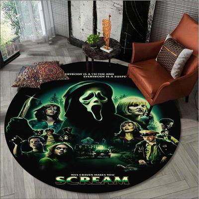 Halloween Scream Ghostface Round Rug Living Room Decor Mancave Rug Floor Mats Carpets for Bed Room Chair Mat Gifts
