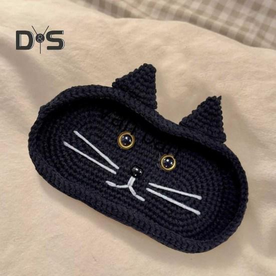 Heklet Katte Brilleholder Håndlaget Vaskebjørn Brilleorganisator Dekorativ Brille Solbrille Utstillingsstativ Gave til Dyreelskere