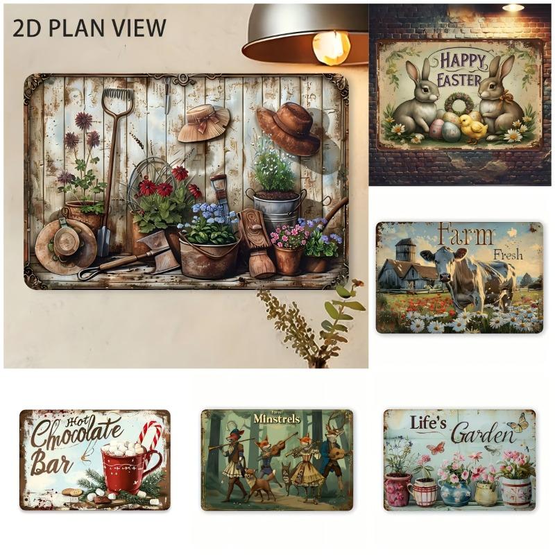 2D Flat Vintage Style Iron Tin Sign with Durable Construction and Classic Design for Wall Display