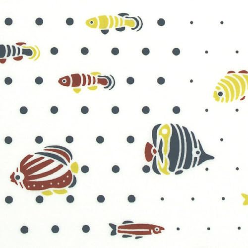 Dyeing Anbo Tenugui "Fishes Navy Blue" Authentic Dyed Cotton 100% Tokuoka Made in Japan 35cm x 100cm