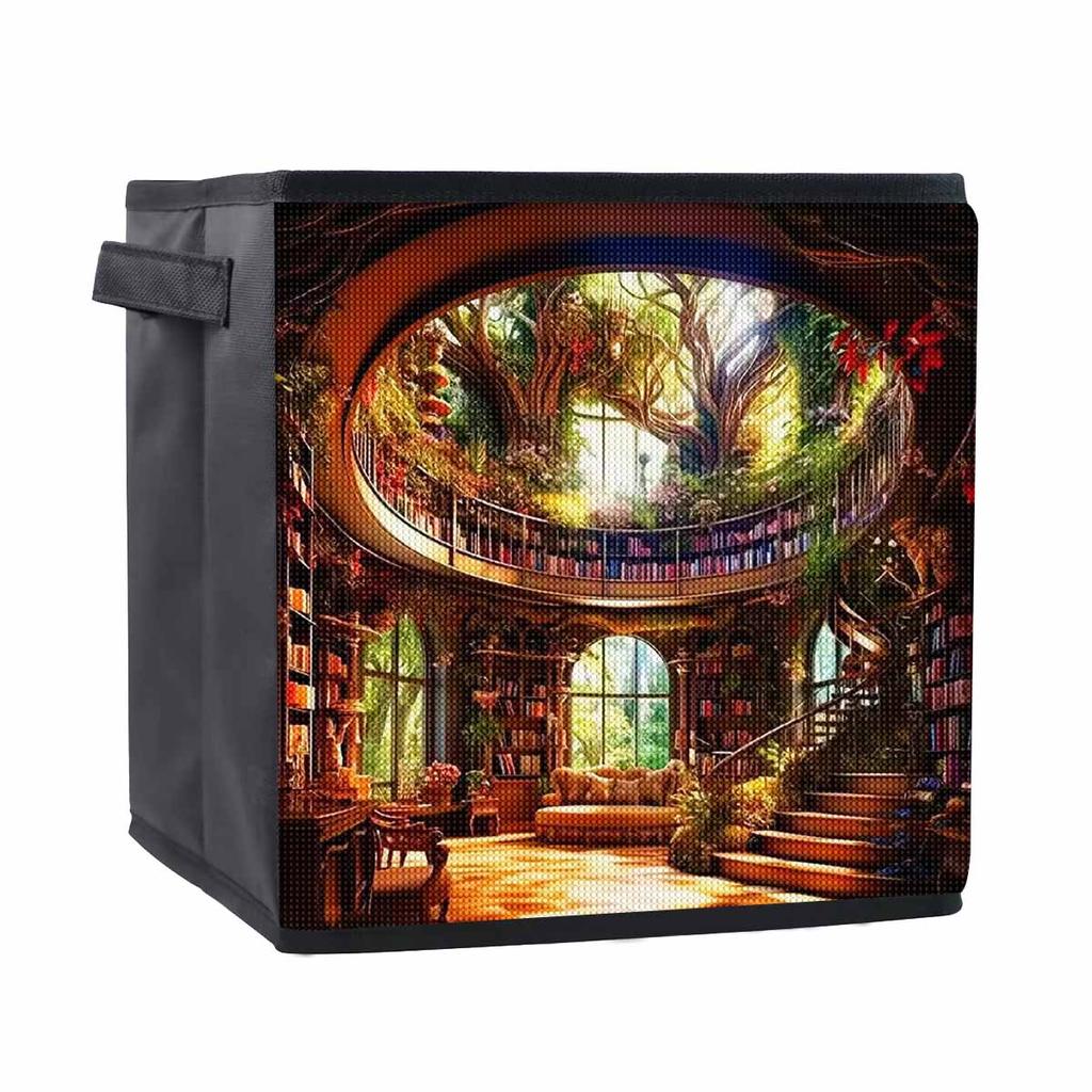 Book House Library 5D Diamond Painting Storage Basket Full Round Drill Mosaic Diamond Embroidery Cross Stitch Kits Home Decor Home Decor